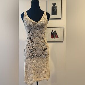 ZARA  Open Knit Mini Dress / Swim Cover-Up  Size M. Ecru